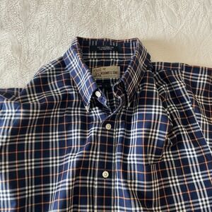 M Dumas & Sons Plaid Button Down Wrinkle Free Shirt Mens Large